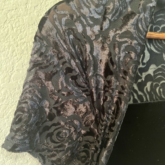 Vintage Black Velvet Floral Maxi Dress - Picture 3 of 8